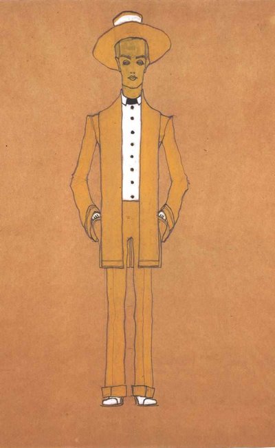 Fashion Design Yellow Street Suit by Egon Schiele